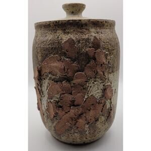 Unmarked Hand Thrown Art Pottery Brown Speckled Terracotta Canister
